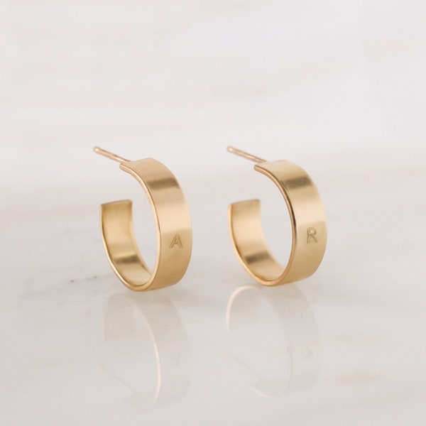 Maude Hoops • Gold or Silver - Initial Earrings - Thick Hoops - Personalized Jewelry - Mother's Day Gift for Her - Bold Modern