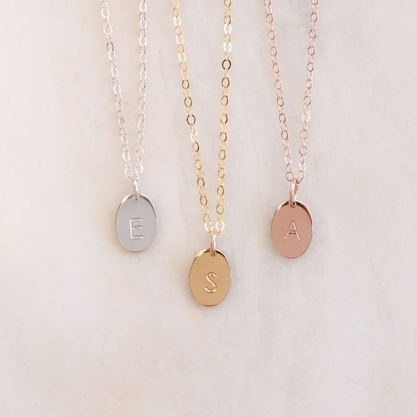 Lydia Oval Initial Necklace • Gold, Rose Gold, or Silver - Personalized Jewelry - Gift for Mom - Bridesmaid - Baby Shower Gift - Minimalist