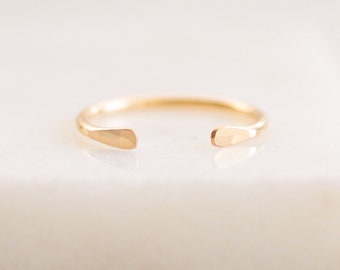 Travelers Cuff Ring • Gold, Silver, or Rose Gold - Stacking Ring - Open Front Ring - Textured Ring - Hammered Ring - Simple Gold Ring
