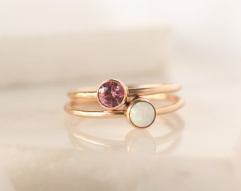 Any Two Birthstone Rings • Original Birthstone Ring - Mothers Ring Set - Gift for Her - Gift for Mom - New Mom Gift - Birthstone Jewelry