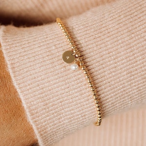 Tiny Personalized Stretch Bracelet • Gold or Silver - Initial Jewelry - Gift for Her - Mothers Day Gift for Mom - Birthday Gift - Stacking