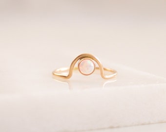 Gemstone Arch Birthstone Ring • Modern Shape Ring - Gift for Her - Mothers Ring - Birthday Gift Idea - Gemstone Ring - Personalized Custom