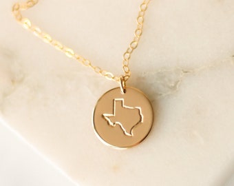 Texas State Necklace • 14k Gold Filled, 14k Rose Gold Filled, or Sterling Silver - Personalized Necklace - Gift for Her - Home Necklace