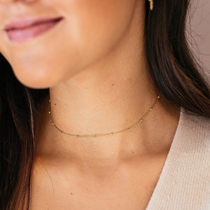 Satellite Necklace • Gold or Silver - Saturn Chain - Gold Choker - Layering Necklace - Simple Gold Necklace - Dot Necklace - Gift For Her