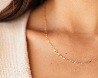 Sweet Chain Choker - Gold or Silver - Basic Gold Chain Necklace - Dainty Unique Simple Layering Necklace Thin Chain Necklace 14k Gold Filled