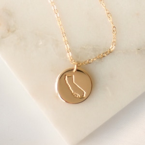 California State Necklace • Personalized Charm Jewelry - Solid 14k, Gold Filled, Sterling Silver or Rose Gold