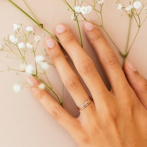 Hammered Skinny Ring • Gold, Rose Gold or Silver - Stacking Ring - Dainty Everyday Tiny Thin Band - Hypoallergenic Waterproof Sustainable