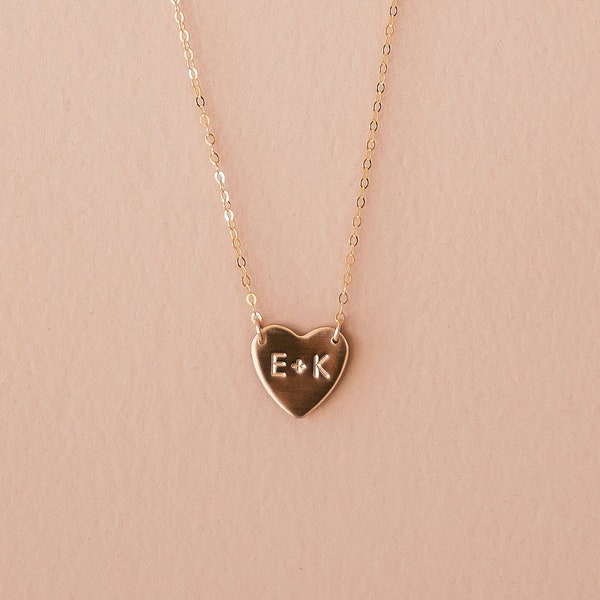 Gemma Heart Necklace • Couples Initials - Friendship Necklace - Personalized Necklace - Initial Necklace - Custom Dainty Jewelry Gold Filled