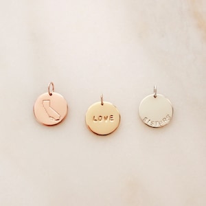 Medium Disc Charm • Add On - Personalized Pendants - Custom Jewelry - Small Initial Name Phrase State Necklace Customizable Circle Round