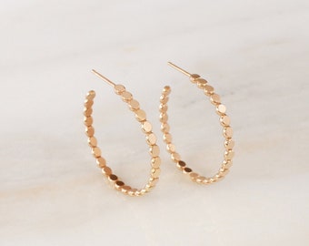 Medium Cora Hoops • Gold, Rose Gold or Silver - Textured Dot Beaded Earrings - Everyday Jewelry - Minimalist Trendy Dainty - Gift for Her