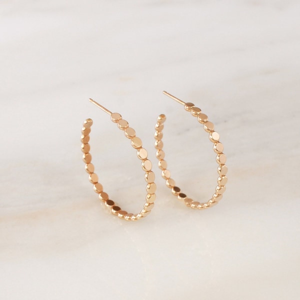 Medium Cora Hoops • Gold, Rose Gold or Silver - Textured Dot Beaded Earrings - Everyday Jewelry - Minimalist Trendy Dainty - Gift for Her