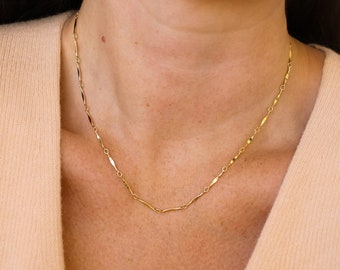 Parker Bar Chain Necklace • Gold or Silver - Dapped Bar Chain - Basic Layering Chains - Gift for Her Wife Sister Friend - Waterproof