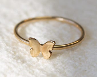 Butterfly Ring • Dainty Minimalist Feminine Spring Jewelry - Solid