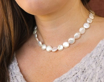 Baroque Misfit Pearl Necklace • Freshwater Pearl Strand - Gift for Wife - Bridal Jewelry - Layering Necklace - Chunky Pearl Jewelry