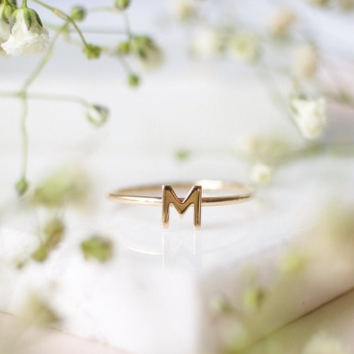 Initial Ring Solid 14k Gold or Gold 