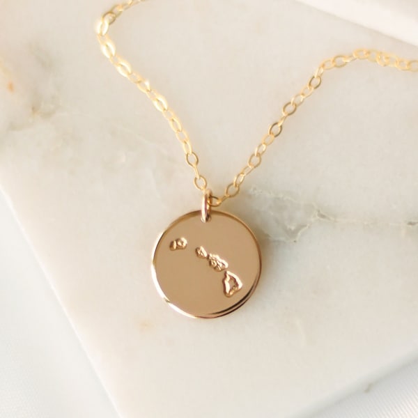 Hawaii State Necklace • 14k Gold Filled, 14k Rose Gold Filled, or Sterling Silver - Personalized Necklace - Gift for Her - Home Necklace