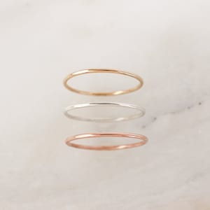 Smooth Skinny Ring - Gold, Rose Gold, or Silver - Basics Bands - Classic Rings - Minimalist Modern Dainty Jewelry - Stacking Rings