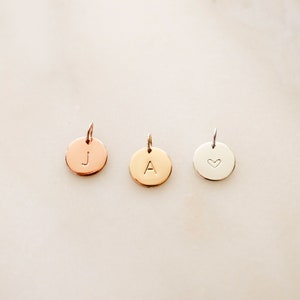 Original Disc Charm • Add On - Personalized Pendants - Custom Jewelry - Small Initial Necklace Customizable Circle Round