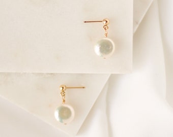 Lana Pearl Drop Earrings • Gold, Silver, or Rose Gold - Bridal Earrings - Bridesmaid Jewelry - Gifts for Her - June Birthstone - Gold Filled