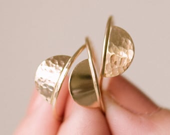 Half Moon Ring - Gold or Silver - Half Disc - Semicircle - Textured or Smooth - Custom Ring - Modern Ring - Minimalist Ring - Gift for Her