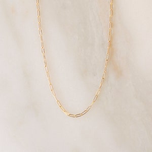 Modern Chain Necklace Gold or Silver Paperclip Rectangular Link Basic Chain Thin Dainty Necklace Layering Necklace Simple Chain image 1