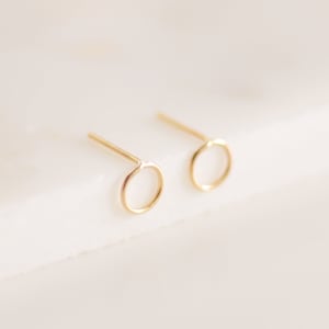 Original Circle Earrings • Gold or Silver - Geometric - Small Studs - 14k Gold Studs - Minimalist Earrings - Open Circle Studs