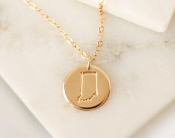 Indiana State Necklace • 14k Gold Filled, 14k Rose Gold Filled, or Sterling Silver - Personalized - Gift for Her - Home - Best Friends