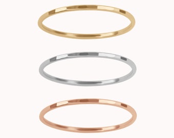 Hammered Skinny Ring • Gold, Rose Gold or Silver - Stacking Ring - Textured Ring - Simple Dainty Thin - Everyday Jewelry - Tiny Basic Ring