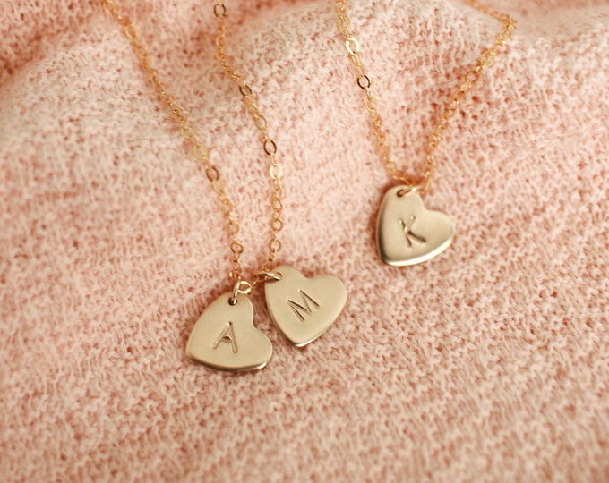 Fiona Heart Necklace - Mothers Necklace - Friendship Necklace - Personalized Necklace - Initial Necklace - Custom Dainty Jewelry Gold Filled