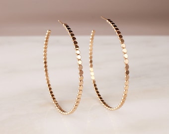 Large Cora Hoops • Gold, Rose Gold or Silver - Big Textured Dot Beaded Earrings - Everyday Jewelry - Minimalist Trendy Dainty - Gift for Her