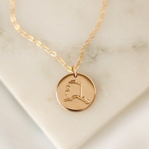 Alaska State Necklace • Gold, Silver or Rose Gold - Personalized - Best Friend Long Distance Gift for Her - Water Resistant Minimalist Gift