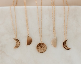 Lunar Phase Necklace ∙ Pick Your Phase - Gold, Rose Gold, or Silver - Celestial Jewelry - Crescent Moon - Quarter - Full Moon - Gift for Her