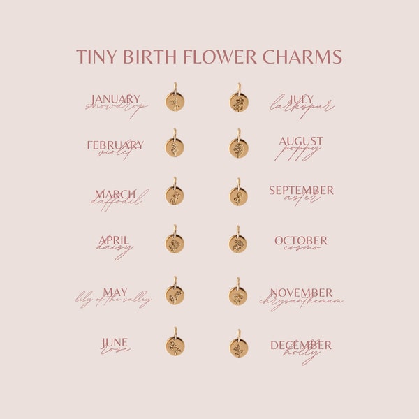 Tiny Birth Flower Charm • Add On Personalized Pendant - Floral Jewelry - Removable Charm - Mothers Day Gift for Her - New Mom - Birthday