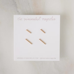 Small Line Earring Set - Gold, Rose Gold, or Silver - Line Posts - Gold Lines - Simple Gold Earring - Delicate Minimalist Staple - 14k Studs