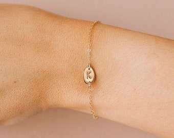 Lydia Oval Initial Bracelet • Gold, Rose Gold, or Silver - Personalized Jewelry - Gift for Mom - Bridesmaid - Baby Shower - Minimalist