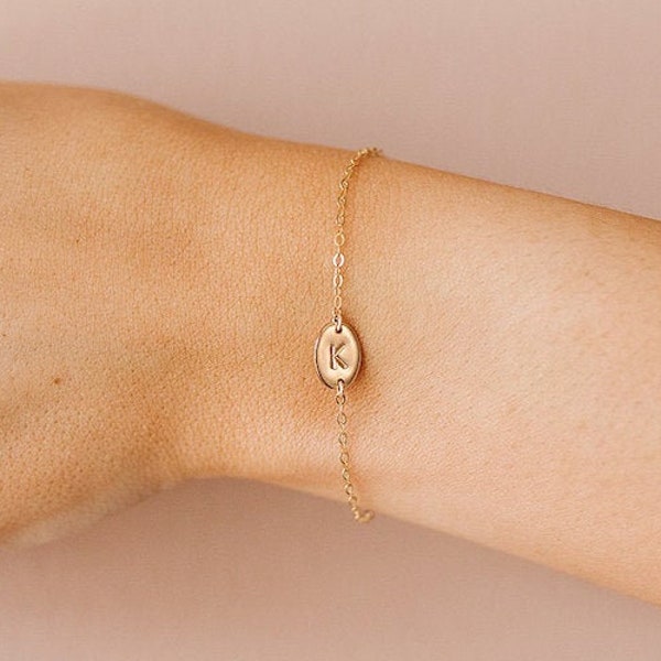 Lydia Oval Initial Bracelet • Gold, Rose Gold, or Silver - Personalized Jewelry - Gift for Mom - Bridesmaid - Baby Shower - Minimalist