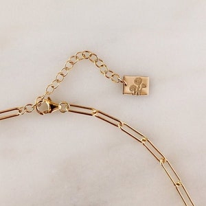 Personalized Paperclip Necklace • Gold or Silver - Initial Necklace - Birth Flower Necklace - Tag Charm - Gift for Her - Personalized Charm