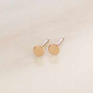 Tiny Dot Studs Gold, Rose Gold, or Silver Tiny Earrings Minimalist Jewelry Dainty Studs Circle Solid 14k Gold Gold Filled image 2