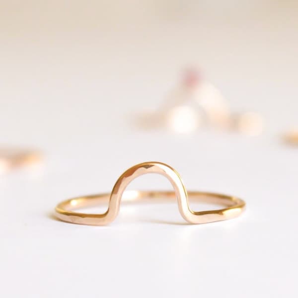 Small Arc Ring • Gold, Silver or Rose Gold - Modern Shape Ring - Stacking Ring - Gift for Her - Friendship Ring - Unique Jewelry Curved Band