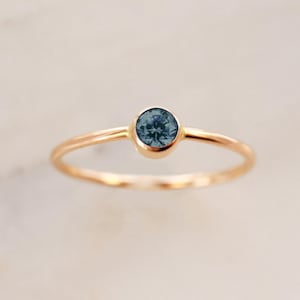 Blue Zircon Ring • December Birthstone - Danity Minimalist Gemstone Jewelry - Solid 14k, Gold Filled, Sterling Silver or Rose Gold
