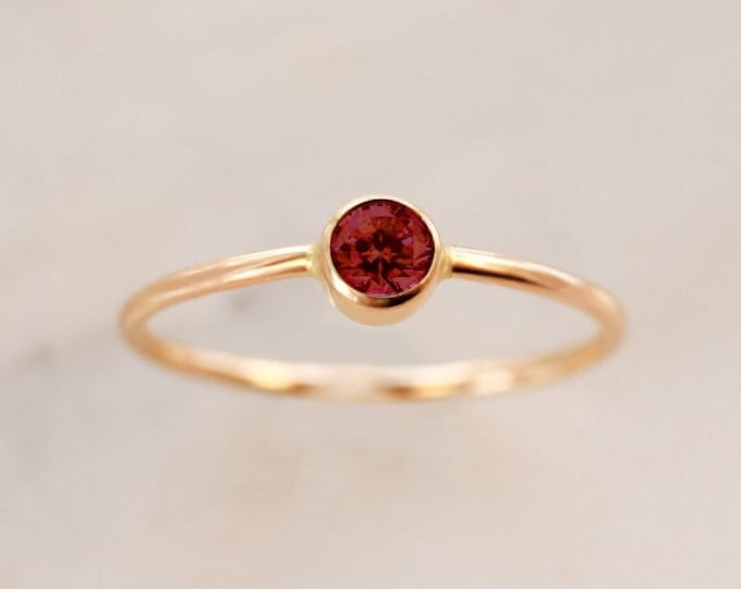 Garnet Ring • January Birthstone - Gold, Silver or Rose Gold - Dainty Gemstone Ring - Gift for Mom Her Friend Sister - Baby Shower Birthday