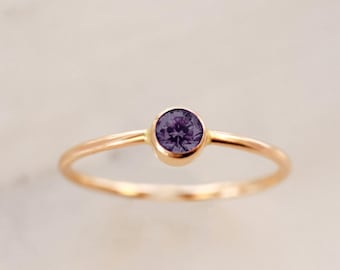 Amethyst Ring • February Birthstone Ring - Gold, Silver or Rose Gold - Dainty Gemstone Stacking Ring - Gift for Her Mom Birthday Baby Shower