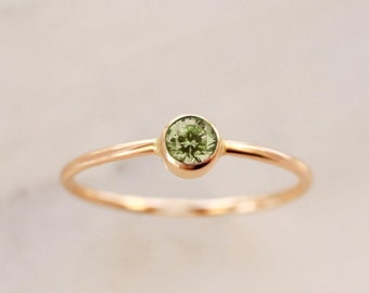 Peridot Ring • August Birthstone Ring - Gold, Silver or Rose Gold - Dainty Stacking Ring - Gift for Mom Her Sister - Baby Shower Birthday