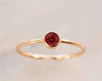 Garnet Ring • January Birthstone - Gold, Silver or Rose Gold - Dainty Gemstone Ring - Gift for Mom Her Friend Sister - Baby Shower Birthday