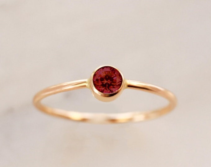 Garnet Ring • January Birthstone - Gold, Silver or Rose Gold - Dainty Gemstone Ring - Gift for Mom Her Friend Sister - Baby Shower Birthday