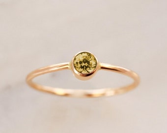 Topaz Ring • November Birthstone Ring - Gold, Silver or Rose Gold - Dainty Yellow Gemstone Stacking Ring - Gift for Mom Her Sister Friend
