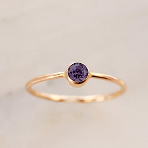 Amethyst Ring February Birthstone Ring Gold, Silver or Rose Gold Dainty Gemstone Stacking Ring Gift for Her Mom Birthday Baby Shower image 1