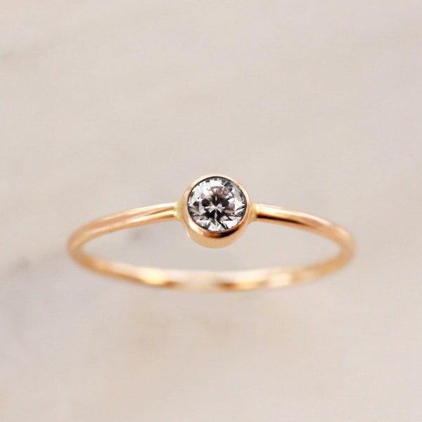 April Birthstone Ring • Cubic Zirconia - Diamond Alternative - Gold, Silver or Rose Gold - Stacking Ring - CZ Jewelry - Gift for New Mom