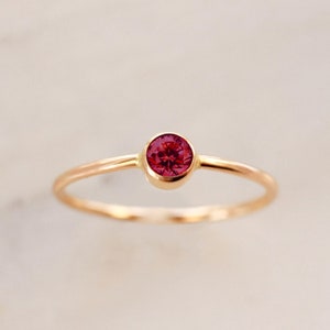 Pink Ruby Ring • July Birthstone Ring - Gold, Silver or Rose Gold - Dainty Gemstone Stacking - Gift for Mom Her Sister Baby Shower Birthday