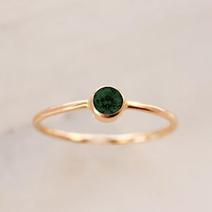 Emerald Ring • May Birthstone Ring - Gold, Silver or Rose Gold - Dainty Gemstone Stacking - Gift for Her New Mom Sister Baby Shower Birthday